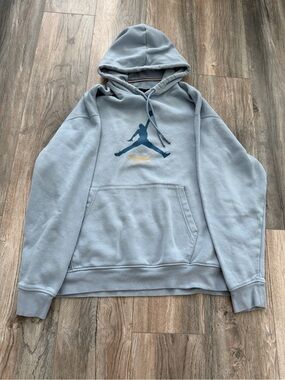 Jordan Men's Light Blue Pullover Hoodie with Jumpman Logo Size XL